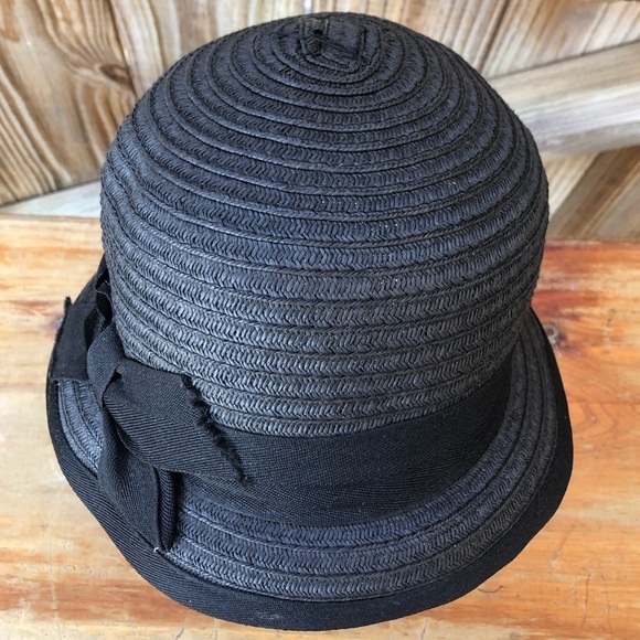 The Arlington Hat Company Vintage Black Bucket Hat with Black Ribbon Band & Bow